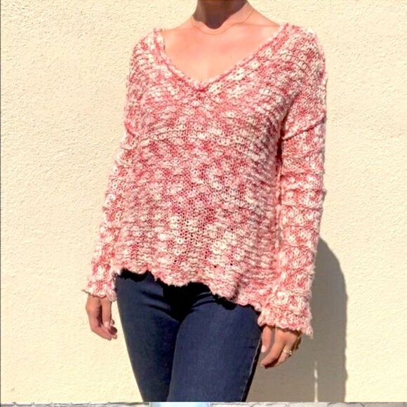 Free People V Neck Marled Yarn Sweater - Picture 1 of 5